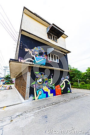 Street art Project â€œ70110 : Ban Pong Urban Art Terminal #1/2017â€ By AT EXCHANGE and BAAN NOORG Editorial Stock Photo